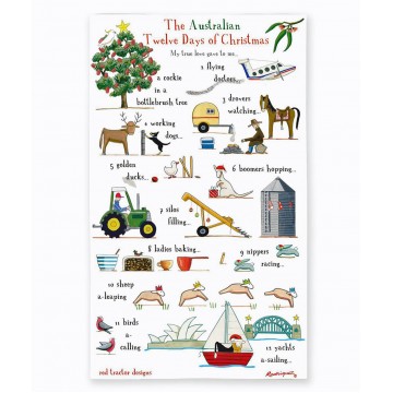 Linen Tea Towel | Red Tractor Designs | 12 Days Of Christmas